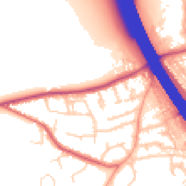 Daytime road noise heatmap for KT15 1AJ