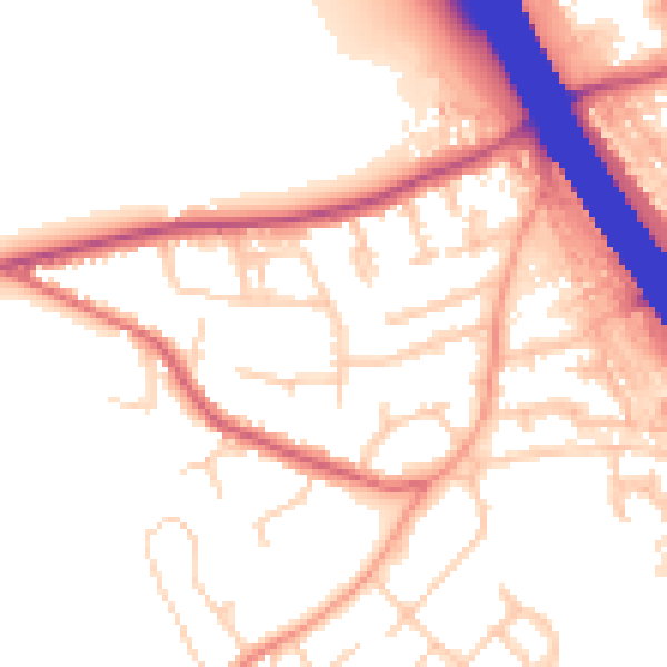 Daytime road noise heatmap for KT15 1AN