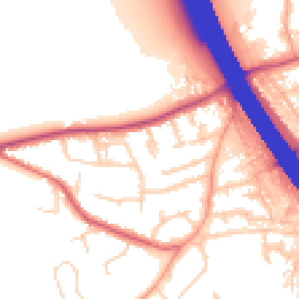 Daytime road noise heatmap for KT15 1AQ