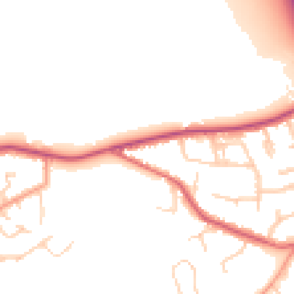 Daytime road noise heatmap for KT15 1AZ