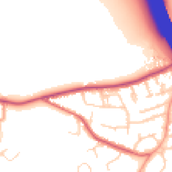 Daytime road noise heatmap for KT15 1BB