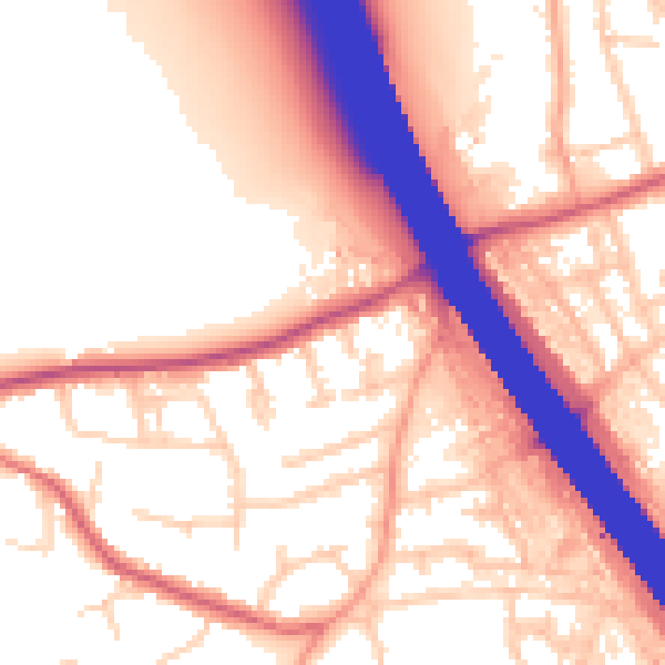 Daytime road noise heatmap for KT15 1BD