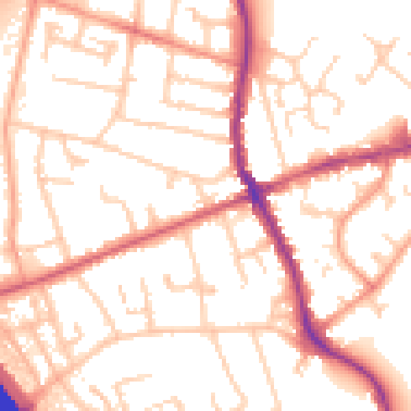Daytime road noise heatmap for KT15 1BH