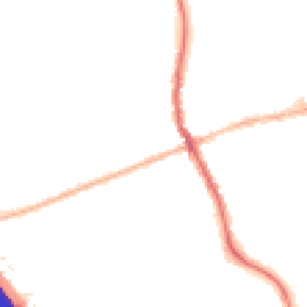 Night-time road noise heatmap for KT15 1BH