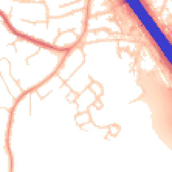 Daytime road noise heatmap for KT15 1BQ