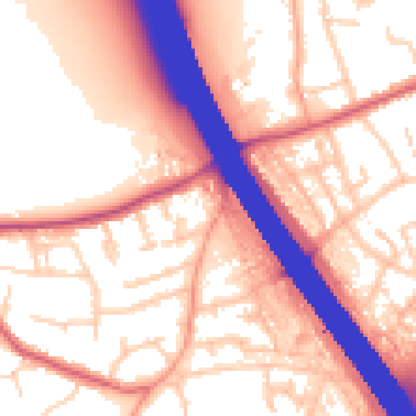 Daytime road noise heatmap for KT15 1BS