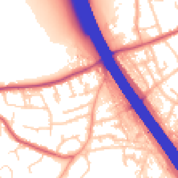 Daytime road noise heatmap for KT15 1BT
