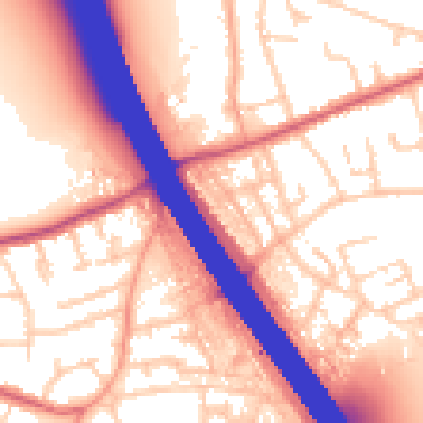 Daytime road noise heatmap for KT15 1BW