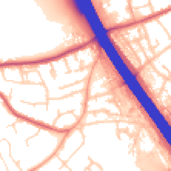 Daytime road noise heatmap for KT15 1BY