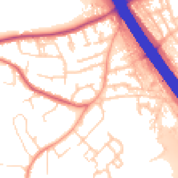 Daytime road noise heatmap for KT15 1DB