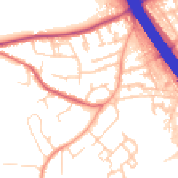Daytime road noise heatmap for KT15 1DD
