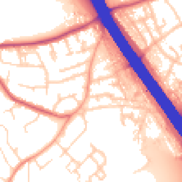 Daytime road noise heatmap for KT15 1DE