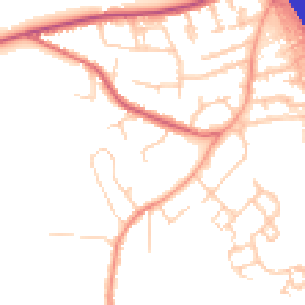 Daytime road noise heatmap for KT15 1DH