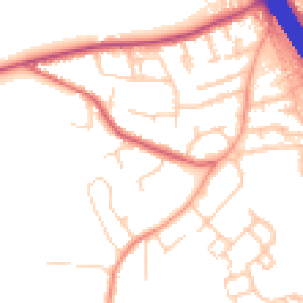 Daytime road noise heatmap for KT15 1DJ