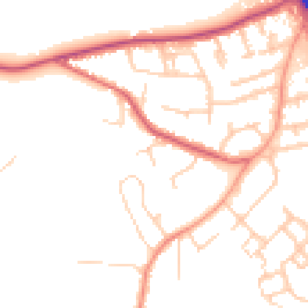 Daytime road noise heatmap for KT15 1DL