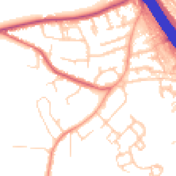 Daytime road noise heatmap for KT15 1DQ