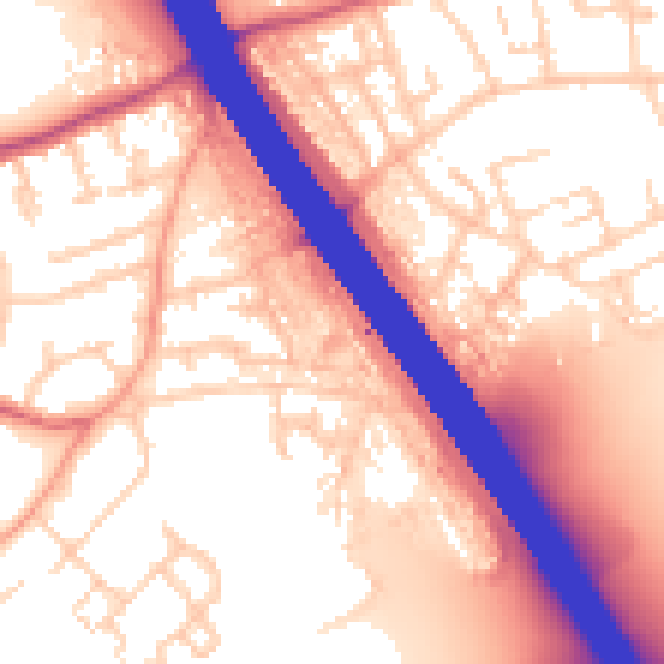 Daytime road noise heatmap for KT15 1JE