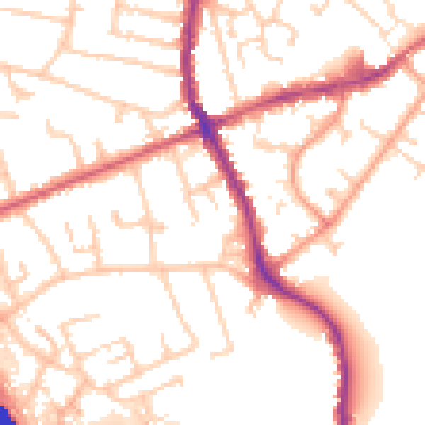 Daytime road noise heatmap for KT15 1PP