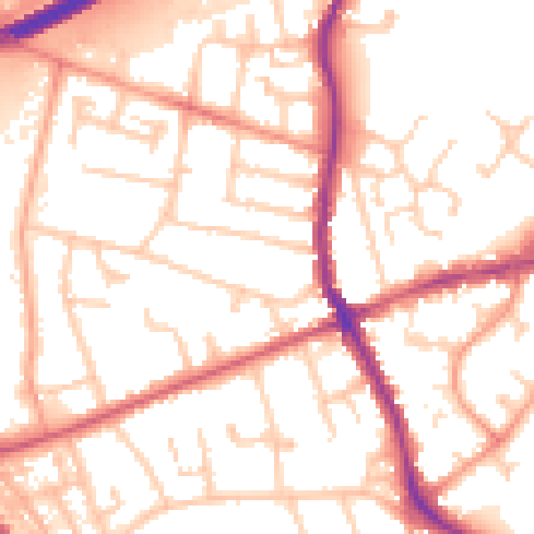 Daytime road noise heatmap for KT15 1QG
