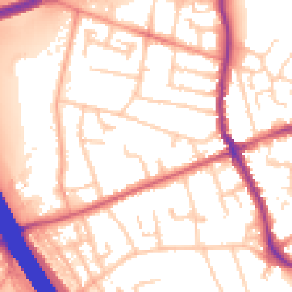 Daytime road noise heatmap for KT15 1QL