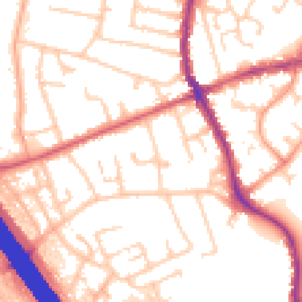 Daytime road noise heatmap for KT15 1SB
