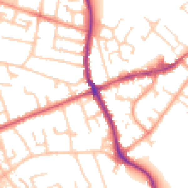 Daytime road noise heatmap for KT15 1SX