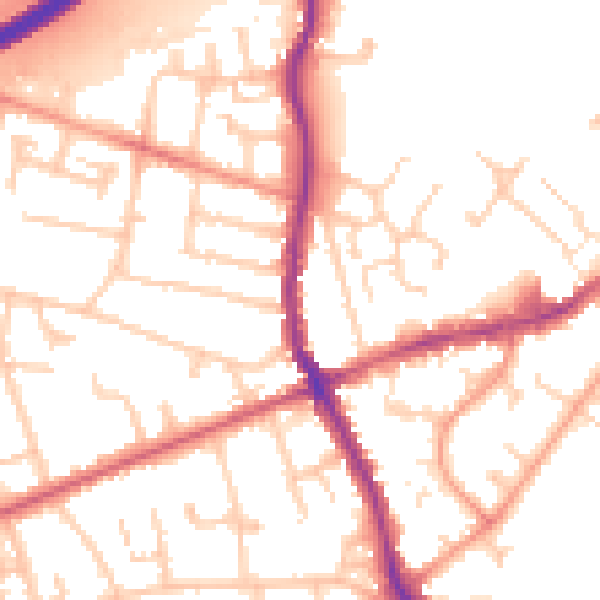 Daytime road noise heatmap for KT15 1TP