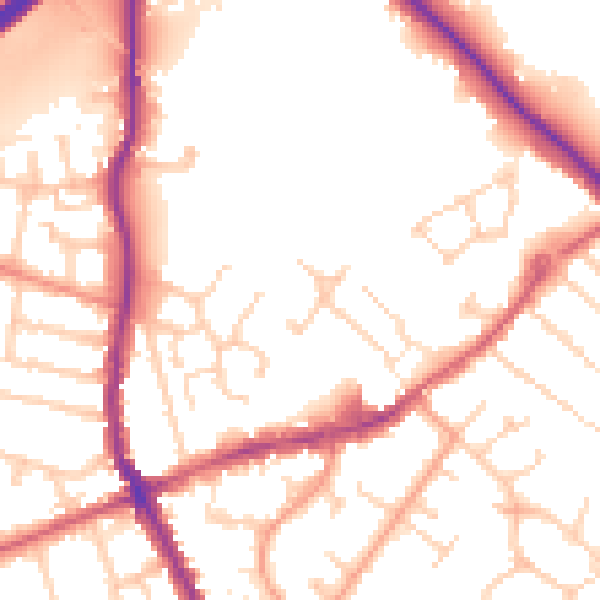 Daytime road noise heatmap for KT15 2AJ