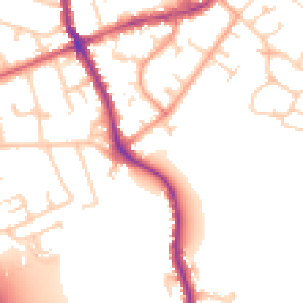 Daytime road noise heatmap for KT15 2BT