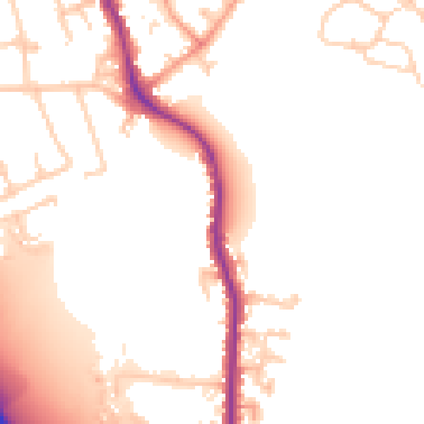 Daytime road noise heatmap for KT15 2BZ