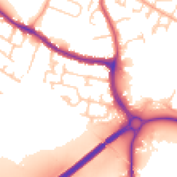 Daytime road noise heatmap for KT15 2DJ