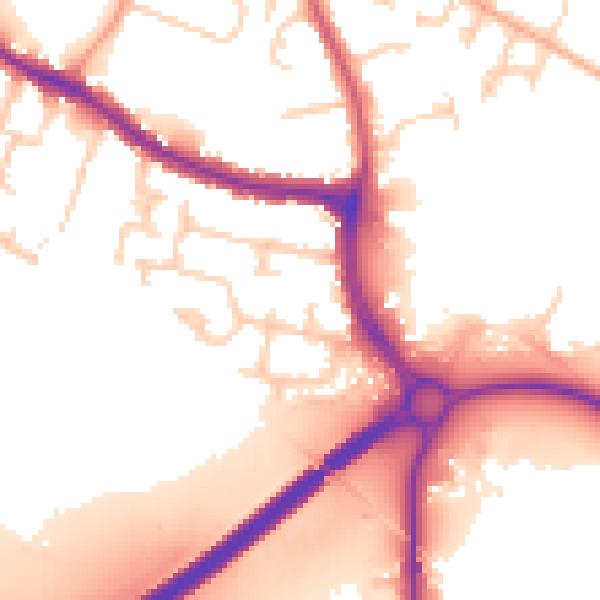 Daytime road noise heatmap for KT15 2EX