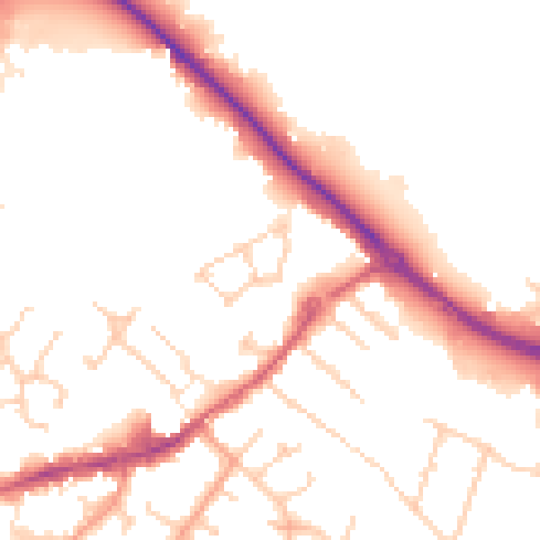 Daytime road noise heatmap for KT15 2FW