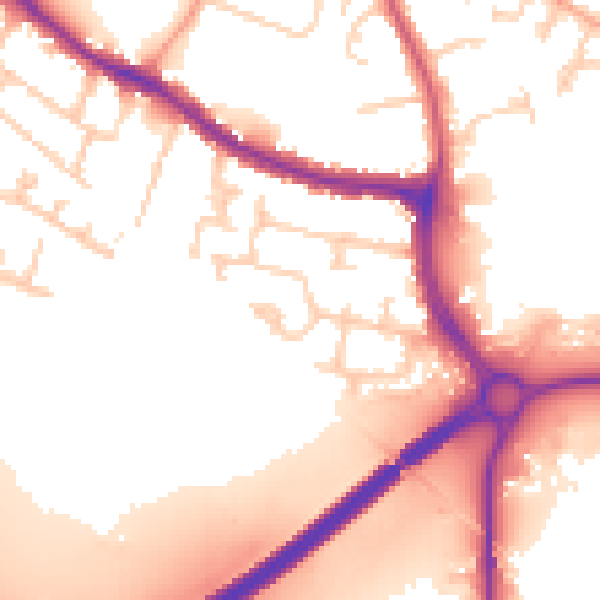 Daytime road noise heatmap for KT15 2GG