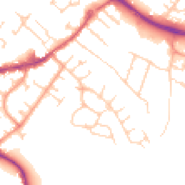 Daytime road noise heatmap for KT15 2HZ