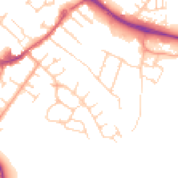 Daytime road noise heatmap for KT15 2JF