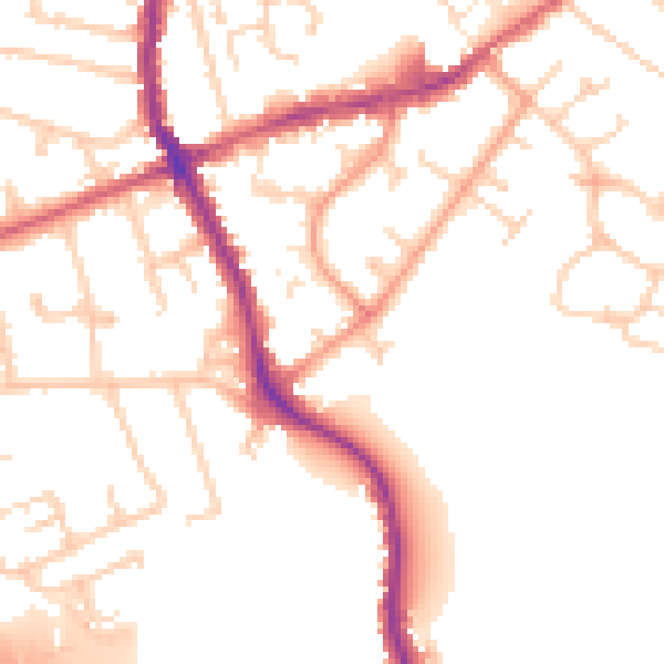 Daytime road noise heatmap for KT15 2LF