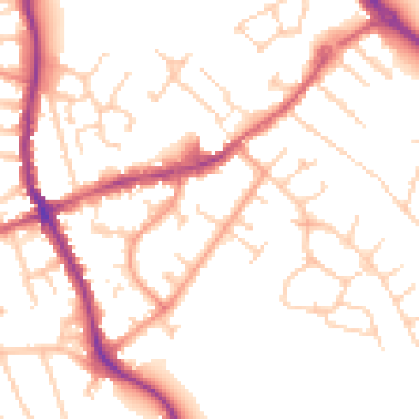 Daytime road noise heatmap for KT15 2LL