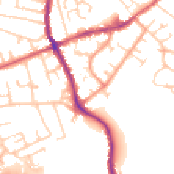 Daytime road noise heatmap for KT15 2NE