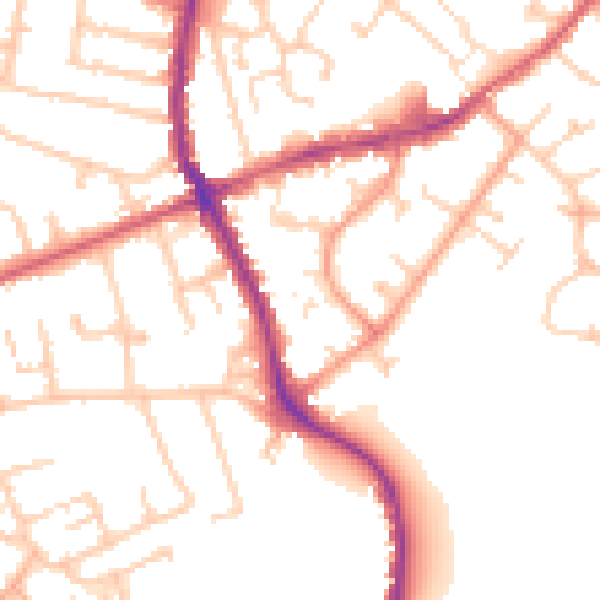 Daytime road noise heatmap for KT15 2NQ