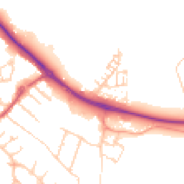 Daytime road noise heatmap for KT15 2QX