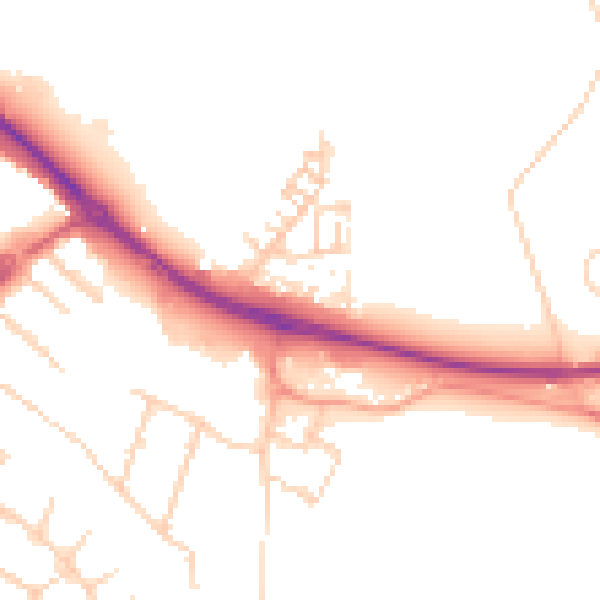 Daytime road noise heatmap for KT15 2QY