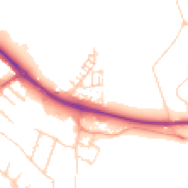 Daytime road noise heatmap for KT15 2RA