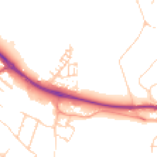 Daytime road noise heatmap for KT15 2RB