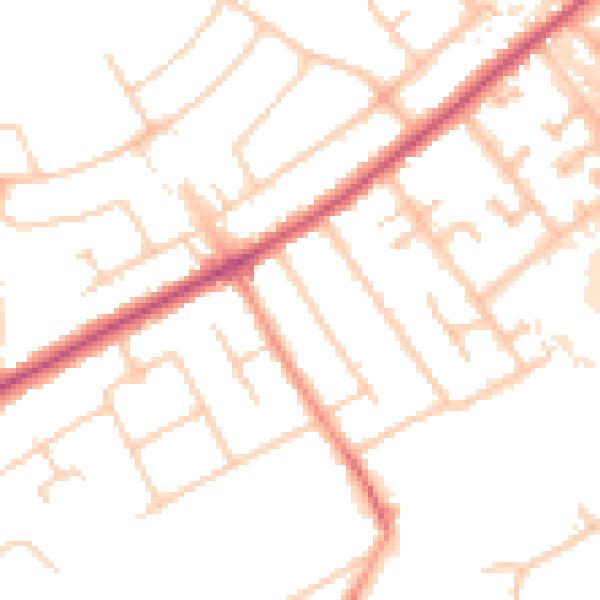 Daytime road noise heatmap for KT15 3BD