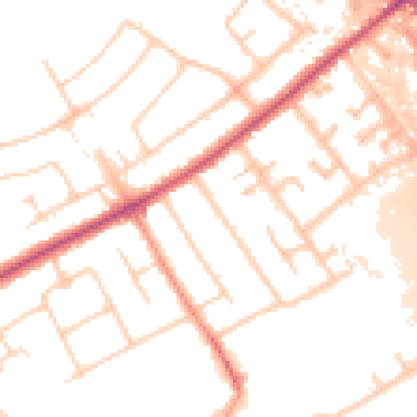 Daytime road noise heatmap for KT15 3BG