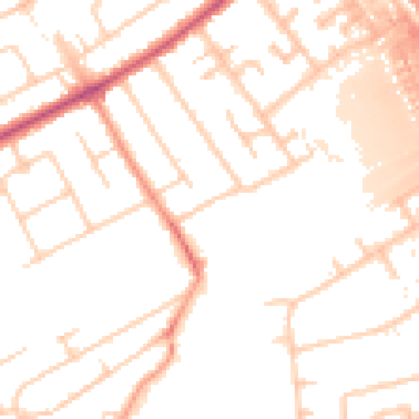 Daytime road noise heatmap for KT15 3BJ