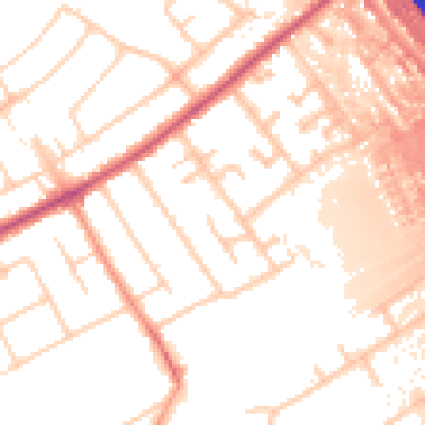 Daytime road noise heatmap for KT15 3BT