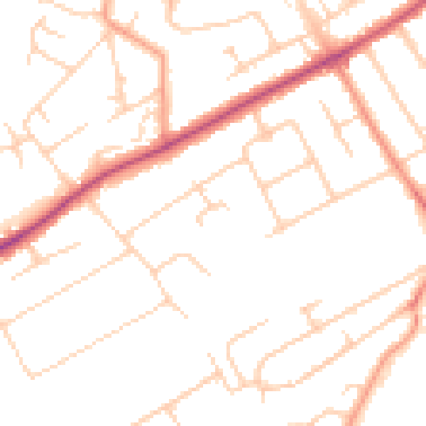 Daytime road noise heatmap for KT15 3ED