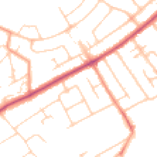 Daytime road noise heatmap for KT15 3EJ
